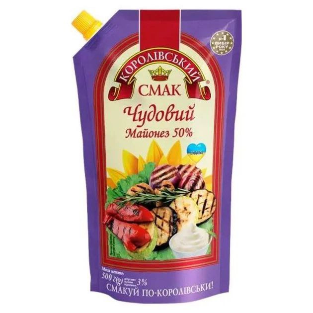 Майонез Чудовий Королівський Смак 50% дой-пак 500г